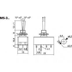 Monacor MS-321 Precyzyjny przełącznik dźwigniowy, 2 x ON/ON